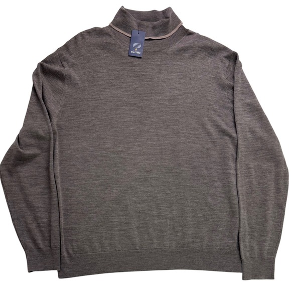 Stafford Other - Stafford Mens Taupe 100% Merino Wool Mock Neck Sweater XXL 2XL Outdoor